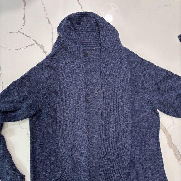 Kenneth Cole New York | Women’s Open Front Shawl Navy Blue Sweater Cardigan SZ M - Picture 4 of 17